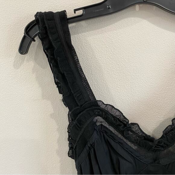 ree People Intimately Ooh Ahh Black Ruffle Lace Bodysuit Tie Back Romantic M - Picture 10 of 10